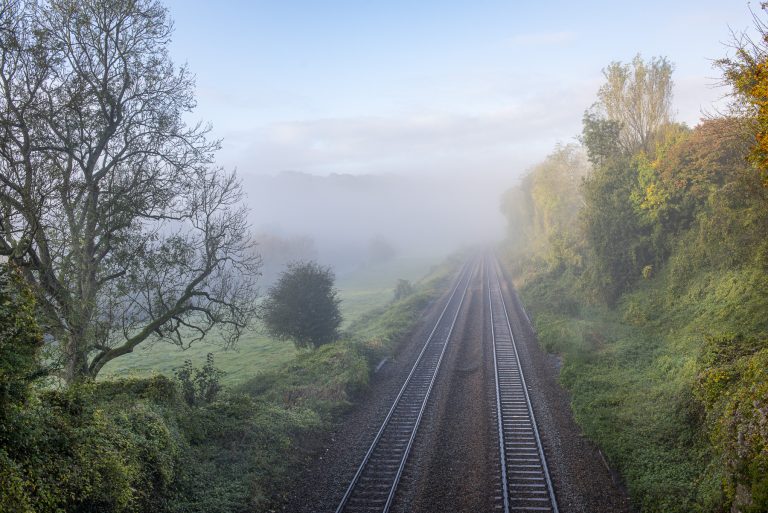 Avon Photo School - railway in mist near Avoncliff